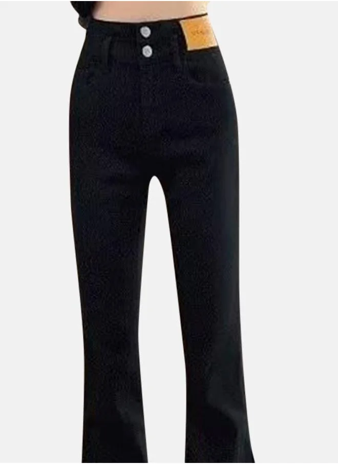 YUNIQEE Black Flared High-Rise Denim Jeans