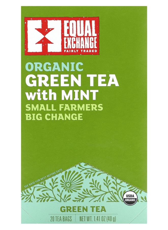 Equal Exchange Organic Green Tea With Mint 20 Tea Bags 1.41 oz (40 g)
