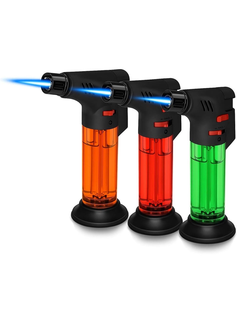 BEYTOR 3 Pcs Torch Lighters | Portable Butane Refillable Jet Flame Torch Lighter, Windproof, Safe, Multi Utility Lighter for Candles, Fireplaces, Campfires, Grill | Assorted Colors - Image 1