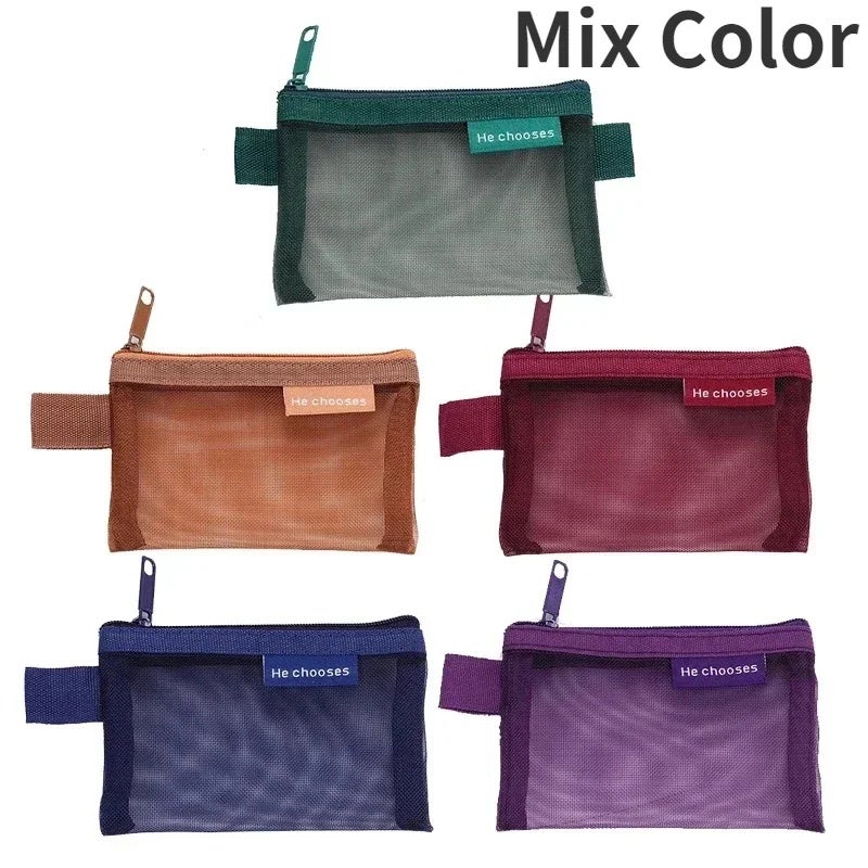 10/1PCS Change Storage Bags Mini Mesh Bag Portable Money Earphone Data Cable Storage Bag Travel Coin Purse Lipstick Cosmetic Bag - Image 1