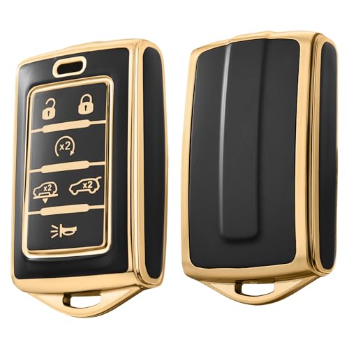 ELOHEI Key Fob Cover for Jeep, Premium Soft Full Protection Key Fob Case for 2022 2023 2024 Jeep Cherokee Grand Cherokee Wagoneer Grand Wagoneer Compass Renegade Accessories(Black) - Image 1