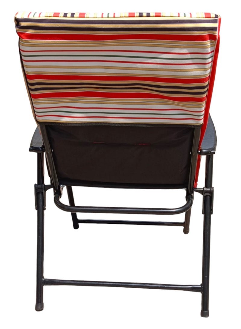 GO2CAMPS 2 PCS Premium and Heavy Duty Foldable Camping Chairs with Thick Cushioned Seat & Backrest – Colorful Striped Fabric Design – Lightweight Portable Steel Frame with Armrests – Ideal for Arabic Majlis, Desert Camping, Outdoor Travel, Garden, Balcony, Picnic & Beach Use - Image 3
