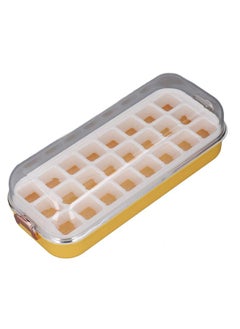 Ice Cube Tray with Bin and Lid Reusable Easy to Release Space Saving Clear Ice Maker for Home Refrigerator Lemon Yellow