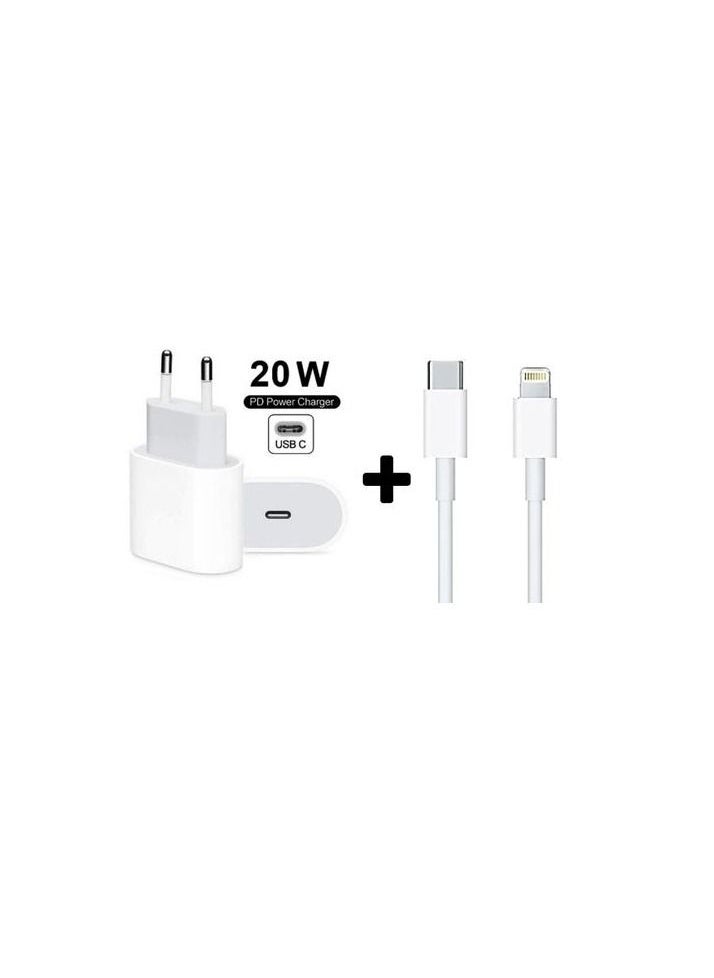 ماركة غير محددة - محول طاقة USB-C بقدرة 20 وات مع كابل لايتنينج إلى USB-C - Image 1