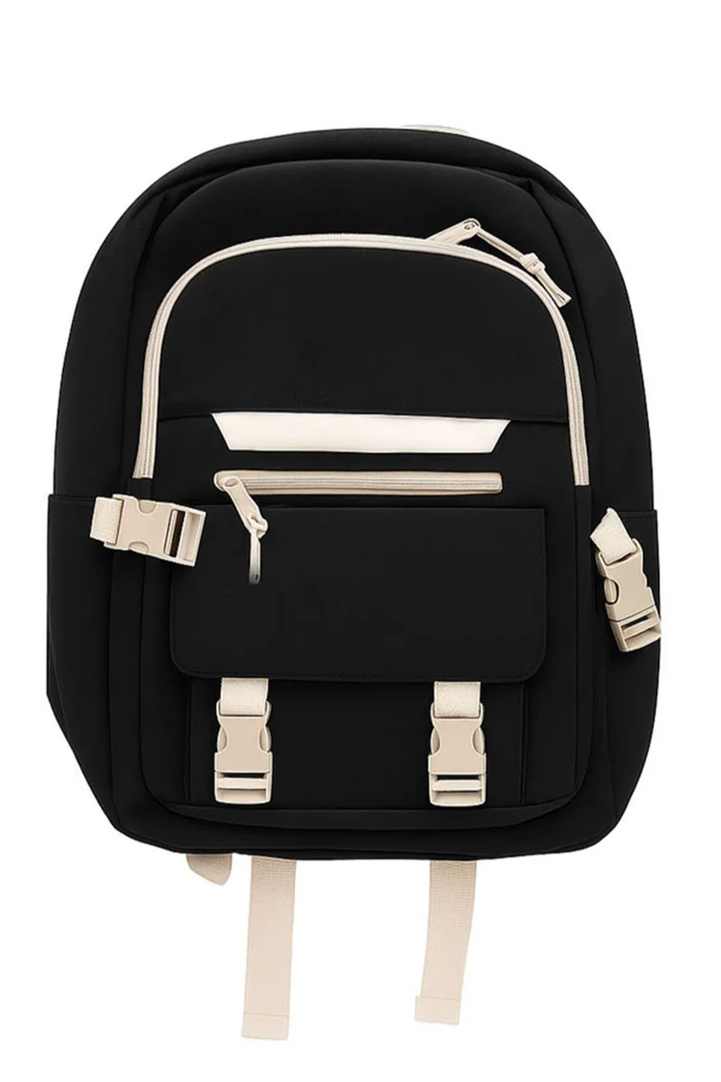 Stylish Black School Backpack – Lightweight Casual Travel Bag with Multiple Compartments – Durable & Comfortable Shoulder Bag for Students, Work & Daily Use