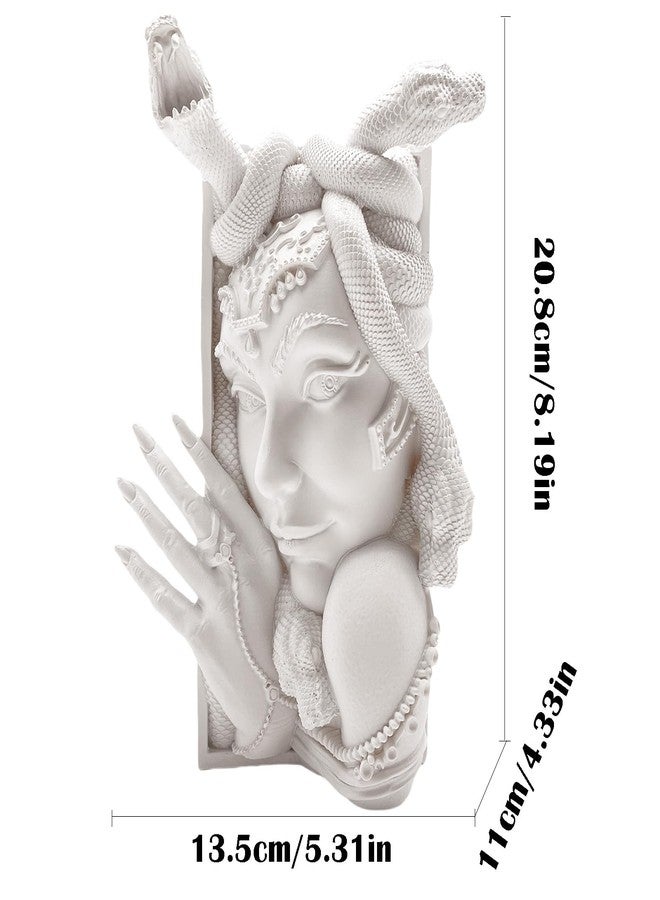 JARPSIRY Medusa Head Book Nook, Unique Snake Women Face Decorative Bookends, Heavy Duty Book Stopper for Home Office Desk, Vintage Shelf Decor (White) - Image 2