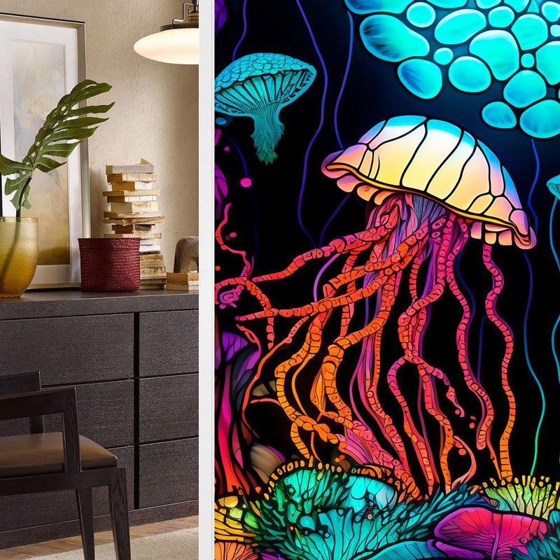 Bl112-139 Colorful Retro Flower And Bird Pvc Electrostatic Glass Sticker Glue-Free Window Film Removable Glass Window Decoration - Image 1