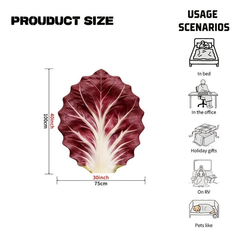 1pc Creative Cabbage Red Leaf Blanket 51 18 By 59 06 Inch Comfortable Soft Multi Purpose Throw Suitable For Dorm Home Bedroom Office Sofa Nap Camping Car - Image 3