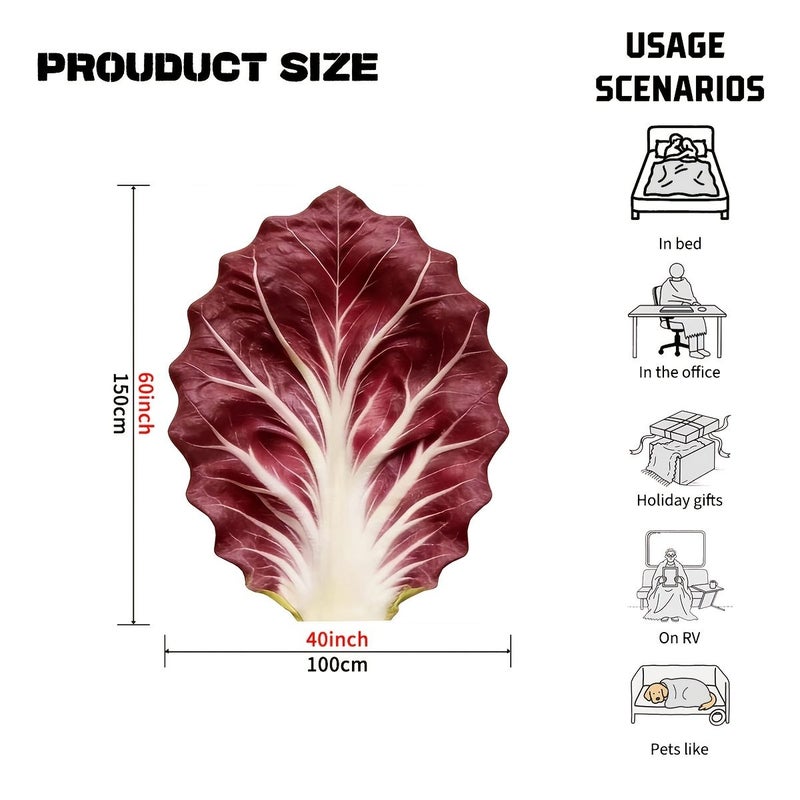 1pc Creative Cabbage Red Leaf Blanket 51 18 By 59 06 Inch Comfortable Soft Multi Purpose Throw Suitable For Dorm Home Bedroom Office Sofa Nap Camping Car - Image 5