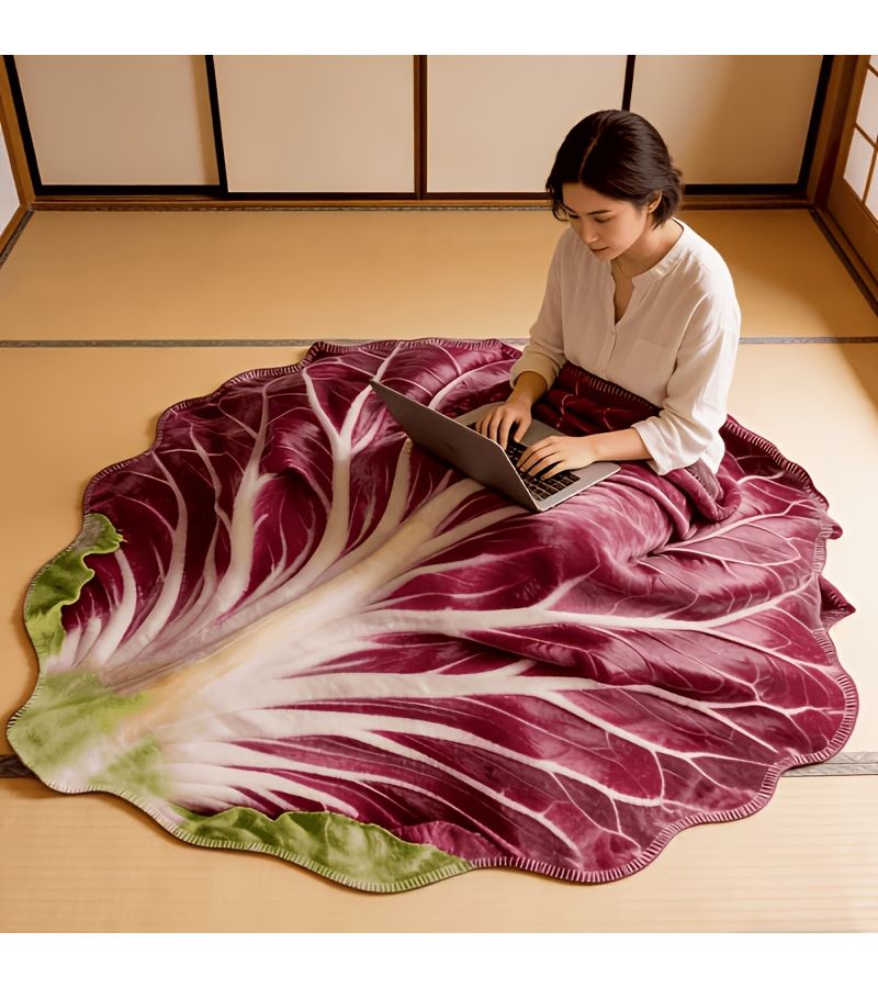 1pc Creative Cabbage Red Leaf Blanket 51 18 By 59 06 Inch Comfortable Soft Multi Purpose Throw Suitable For Dorm Home Bedroom Office Sofa Nap Camping Car - Image 2
