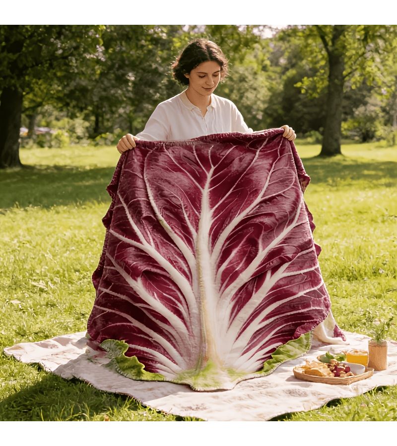 1pc Creative Cabbage Red Leaf Blanket 51 18 By 59 06 Inch Comfortable Soft Multi Purpose Throw Suitable For Dorm Home Bedroom Office Sofa Nap Camping Car - Image 1