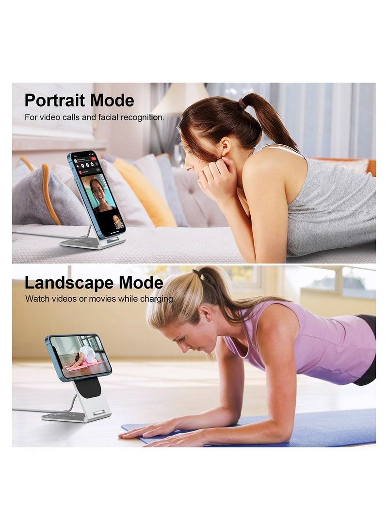 إنرجايزر Ultimate WCP102 2 في 1 شاحن حامل Magsafe / شاحن مكتب لهاتف iPhone 15، حامل شحن سريع لأجهزة Airpods Magsafe Dock دوران حر 360 درجة لهاتف iPhone 15 Pro Max/14/13/12 Air Pods iPhone سماعات 3/2 - Image 5