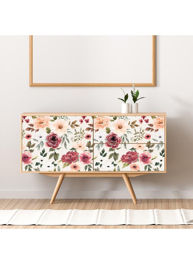 Bluejw Watercolor Floral Navy Blue Beige Cream Wind Detachable Temporary Wallpaper Floral Wall Decoration Self Adhesive Wallpaper - Image 5