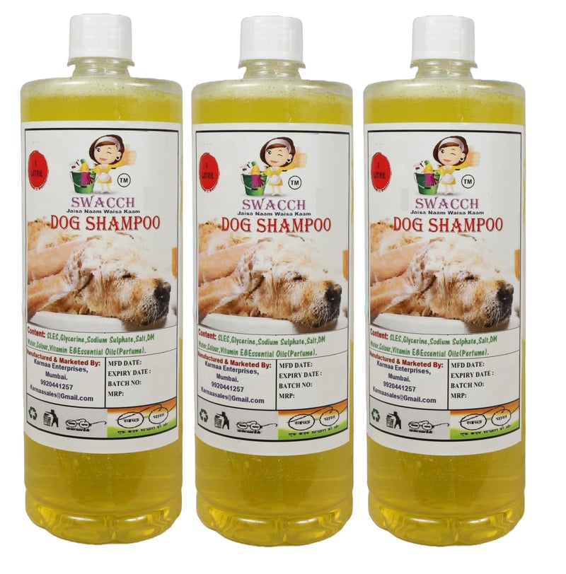 swacch Pet Shampoo | Puppy Safe Shampoo | PH Balanced | Ditch to Itch for Dog Shampoo 3 Litre (Lemon) + Goofy Ball Chew Toy Combo Pack - Image 2