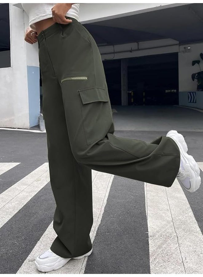 GRECIILOOKS Cargo Pants For Woman | Trousers For Womans |High Waist Trouser for Women – Flared Parachute Pants with Side Pockets |Womens Cargo Pant | Elegant for College & Events (pack of 2) - Image 3