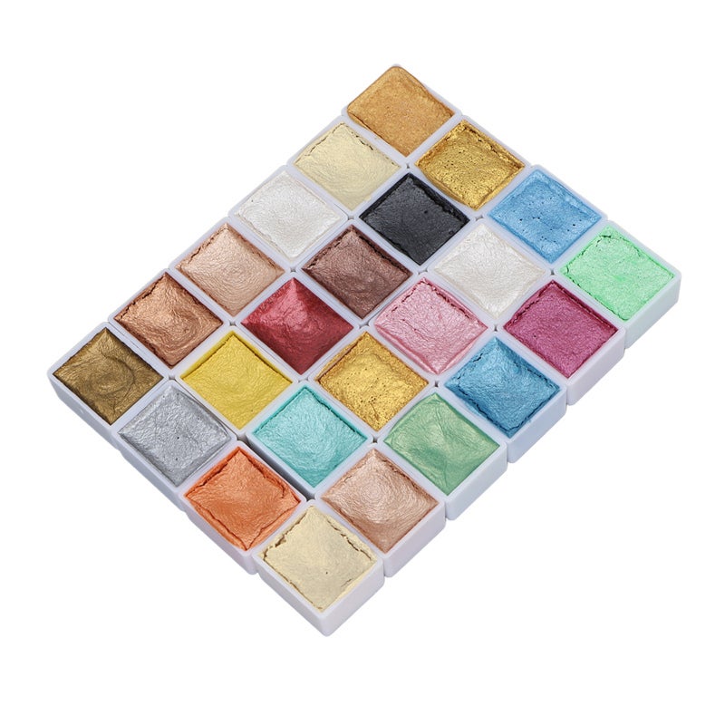 Metallic Watercolor Paint Set 1 Set Non-Toxic High Pigment Solid Pearlescent Watercolor Pan - Easy To Blend Smooth Painting for Beginners Professional Artists Nail Art Coloring And Manicure - Image 5