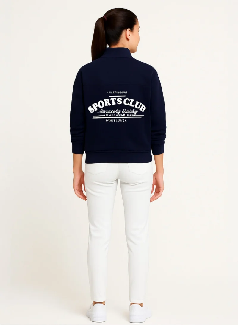 فكتور اند جين بلوزة رياضية للبنات بسحاب نصفي – كحلي