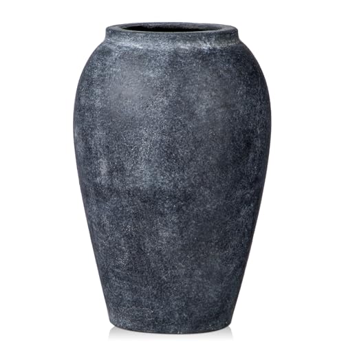 Arborus Handmade Flower Vase, 9.6" Tall Terracotta Vase, Vintage Ceramic vase, Rustic Antique Vase Décor, Wide Mouth, Matte Finish for Home Office Resto Café Décor - Image 1