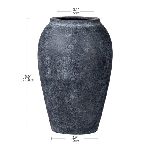 Arborus Handmade Flower Vase, 9.6" Tall Terracotta Vase, Vintage Ceramic vase, Rustic Antique Vase Décor, Wide Mouth, Matte Finish for Home Office Resto Café Décor - Image 2