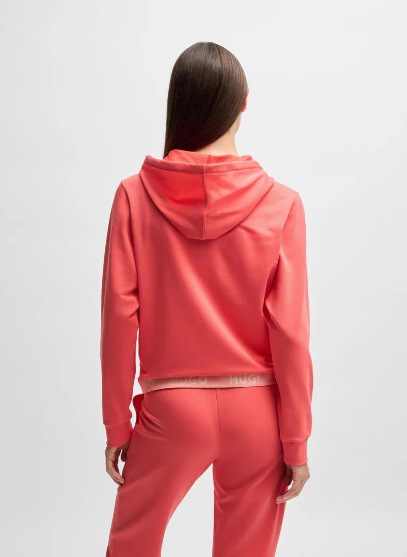 هوجو Cotton-blend zip-up hoodie with logo waistband