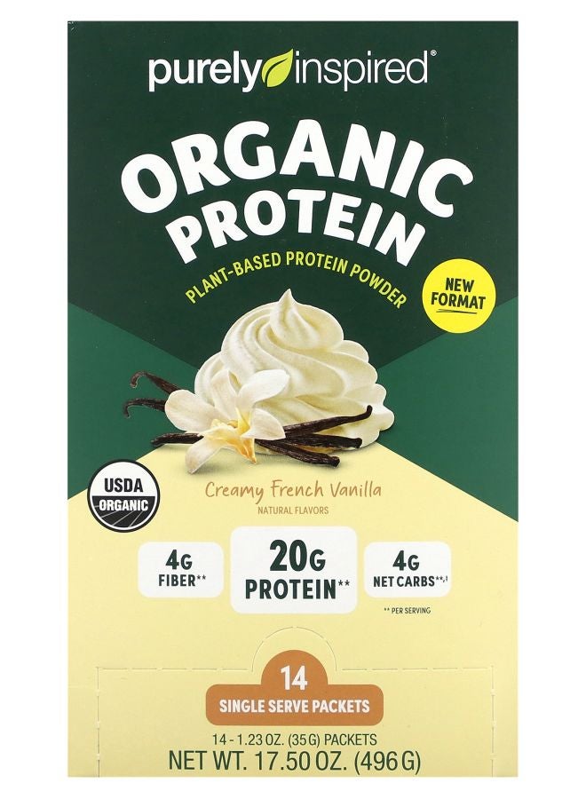purely inspired Organic Plant-Based Protein Powder Creamy French Vanilla 14 Single Serve Packets 1.23 oz (35 g) Each