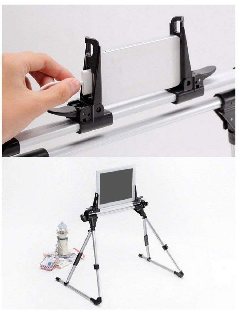Generic - Tablet Holder, 360 Adjustable Phone/Tablet Stand with Steel Arm, Lazy Mount Tablet Clamp for All 4"-10.5" Phones, Tablet, Switch, for Gaming, Watching Video, Chatting - Image 1