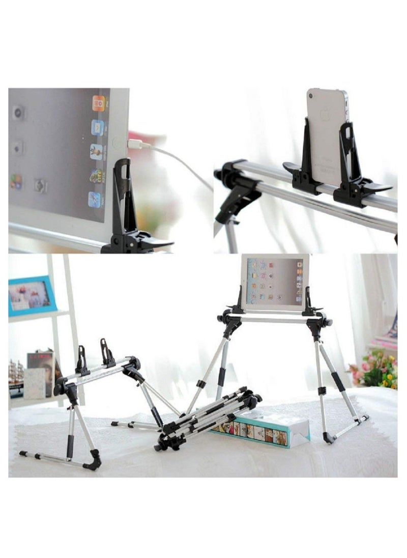 Generic - Tablet Holder, 360 Adjustable Phone/Tablet Stand with Steel Arm, Lazy Mount Tablet Clamp for All 4"-10.5" Phones, Tablet, Switch, for Gaming, Watching Video, Chatting - Image 1