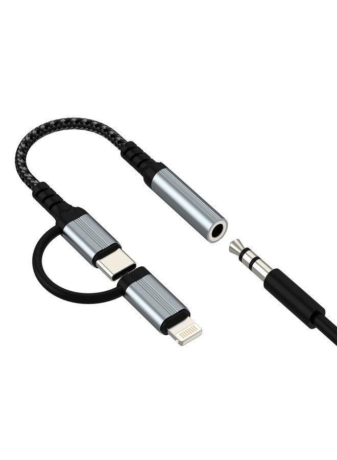 HOYULLI USB C lightning to 3.5mm Headphone Jack Adapter(2in1)for iPhone 16 15 14 13 AUX Audio Cable Splitter for Apple MFI Certification Connector Compatible for Samsung S25 for iPad Car Alxiliary Accessories - Image 1