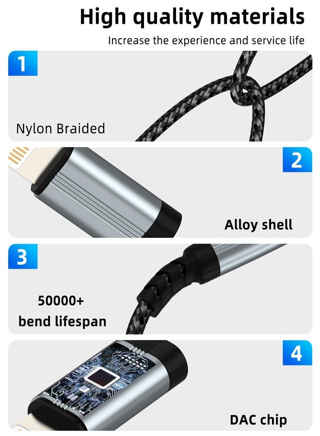 HOYULLI USB C lightning to 3.5mm Headphone Jack Adapter(2in1)for iPhone 16 15 14 13 AUX Audio Cable Splitter for Apple MFI Certification Connector Compatible for Samsung S25 for iPad Car Alxiliary Accessories - Image 5