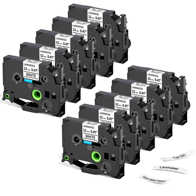 Label KINGDOM Aze Label Compatible with brothr p-Touch tze laminatied Label Tape for ptouch Printer (10, 12mm) - Image 1