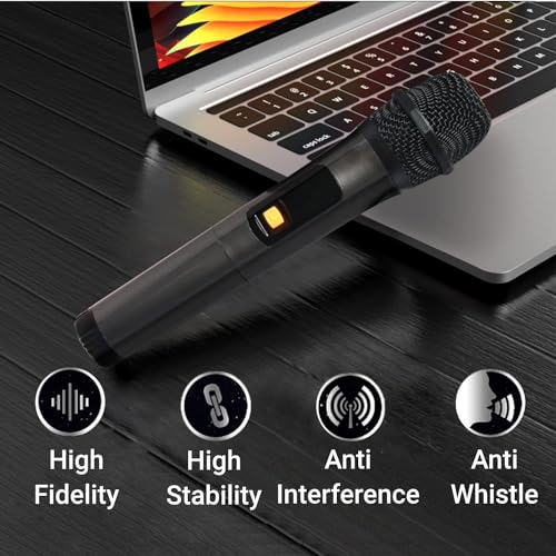 kh Duel Professional UHF Wireless Microphone with Portable Mini Receiver, Karaoke Handheld mic System 6.35mm Jack, 50-60 Feet Range for House Parties, Karaoke Singing (Dual Cordless) - Image 3