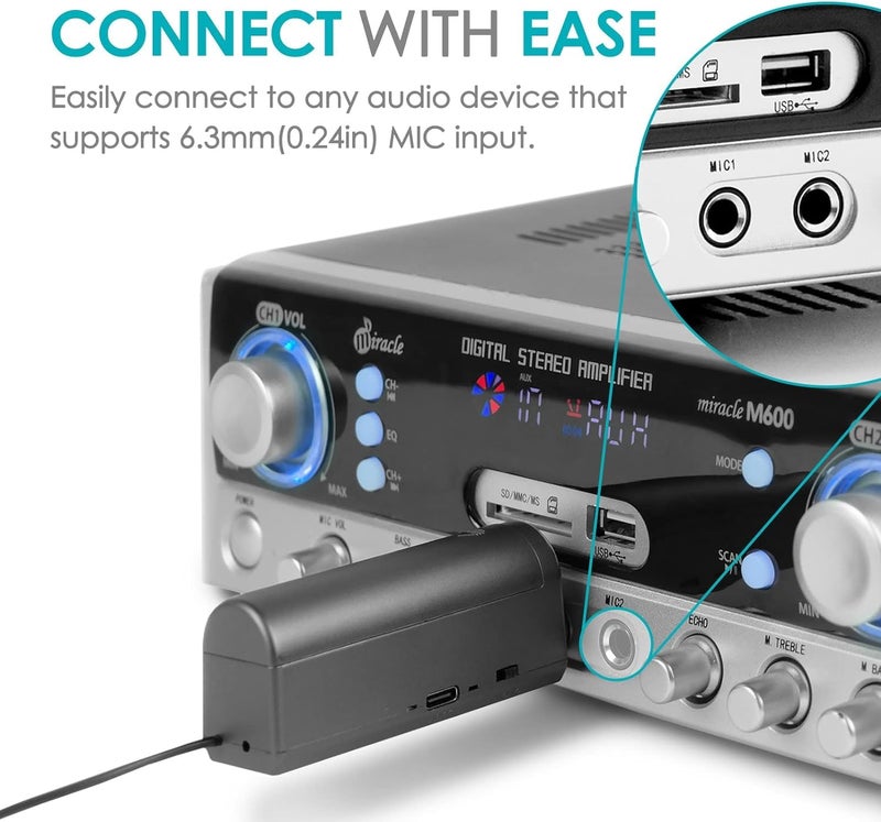 kh Duel Professional UHF Wireless Microphone with Portable Mini Receiver, Karaoke Handheld mic System 6.35mm Jack, 50-60 Feet Range for House Parties, Karaoke Singing (Dual Cordless) - Image 5