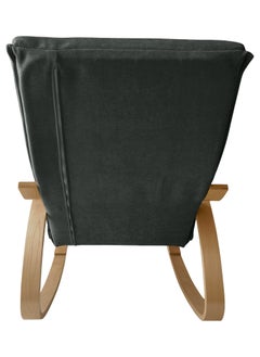 Moon Home and more.. Modern Bentwood Rocking Chair Chenille Fabric Upholstered Relax Rocker Lounge Chair Grey  - Image 4