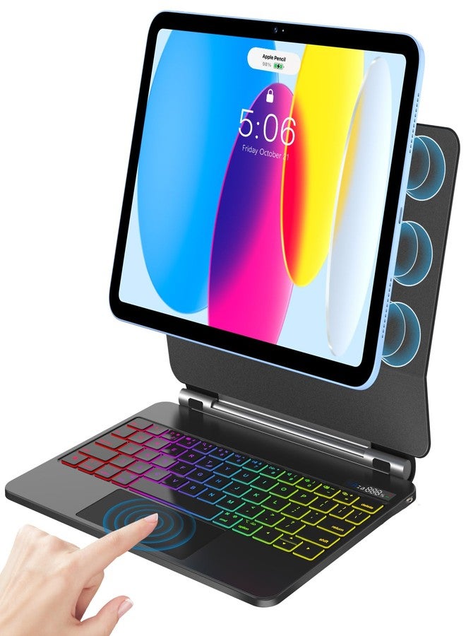 COO Keyboard Case for iPad 11th (A16, 2025) & 10th Gen 10.9" (2022)-Floating Cantilever Stand with Multi-Touch Trackpad-Backlit Magic Keyboards for iPad A16 Case with Keyboard 11th/10th Gen (Black) - Image 1