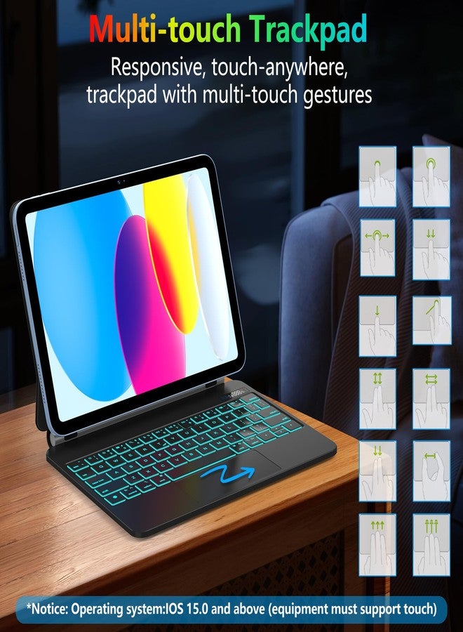 COO Keyboard Case for iPad 11th (A16, 2025) & 10th Gen 10.9" (2022)-Floating Cantilever Stand with Multi-Touch Trackpad-Backlit Magic Keyboards for iPad A16 Case with Keyboard 11th/10th Gen (Black) - Image 4