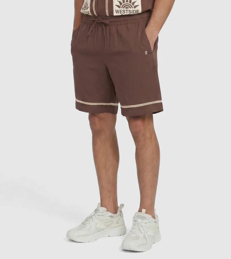 إف5 WOVEN SHORTS -BROWN