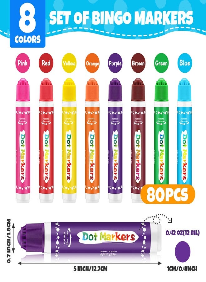 FUMILE 80 Pcs Dot Markers Bulk, 8 Colors Bingo Daubers Bulk for Toddlers,Washable Bingo Markers,Bingo Supplies,Dot Paint for Painting, Drawing Coloring and Art Crafts（10 Boxs） - Image 2