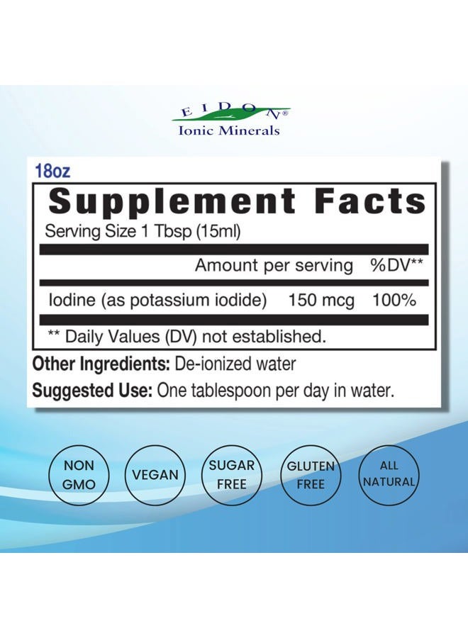 Eidon Ionic Minerals Potassium Iodide Supplement - Liquid Iodine Drops, Supports Energy Levels and Thyroid Health, Bioavailable, No Additives or Preservatives - Potassium Iodide Drops, 18 oz - Image 2