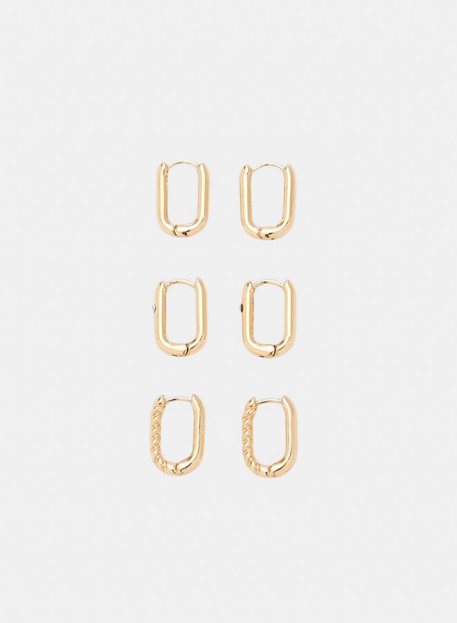 FOREVER 21 Oblong Hoop Earring Set  - Image 1
