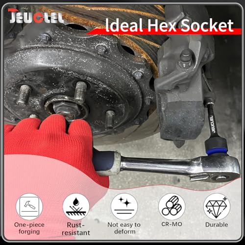 JEUCLEL 10mm Hex Impact Bit Socket, H10 1/2-Inch Impact Drive Allen Socket, Cr-Mo Steel Lengthen Hex Screwdriver Adapter for Electric Ratchet Wrenches Fastening Screws - Image 3