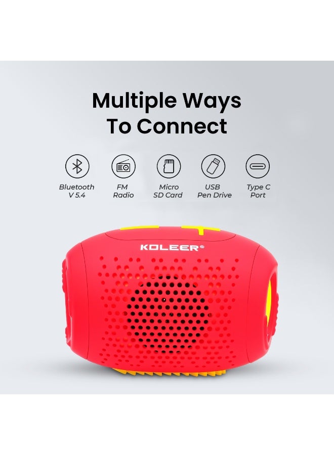 كولير مكبر صوت بلوتوث لاسلكي محمول بتقنية 5.4، صوت قوي 7 واط، راديو FM، منفذ USB، منفذ Micro SD، منفذ AUX، شحن من النوع C، بطارية 1200 مللي أمبير، مكبر صوت صغير الحجم وخفيف الوزن للاستخدام في المنزل، والسفر، والأنشطة الخارجية، والهواتف المحمولة، وأجهزة الكمبيوتر المحمولة، والأجهزة اللوحية، وأجهزة الكمبيوتر المكتبية. - Image 5