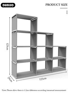 DUNISO Book Shelf, 3-Row 4-Tier Bookshelf, 9-Cubes Adjustable Bookcases Waterproof Fabric Office Storage Shelf Multi-Function Storage Cabinet,Closet Storage Shelves,Cube Storage Organizer, DIY Bookcase, Living Room Office Closet Cubicle Rack  - Image 4