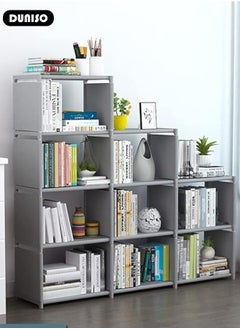 DUNISO Book Shelf, 3-Row 4-Tier Bookshelf, 9-Cubes Adjustable Bookcases Waterproof Fabric Office Storage Shelf Multi-Function Storage Cabinet,Closet Storage Shelves,Cube Storage Organizer, DIY Bookcase, Living Room Office Closet Cubicle Rack  - Image 5