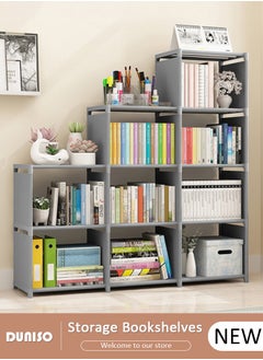 DUNISO Book Shelf, 3-Row 4-Tier Bookshelf, 9-Cubes Adjustable Bookcases Waterproof Fabric Office Storage Shelf Multi-Function Storage Cabinet,Closet Storage Shelves,Cube Storage Organizer, DIY Bookcase, Living Room Office Closet Cubicle Rack  - Image 1