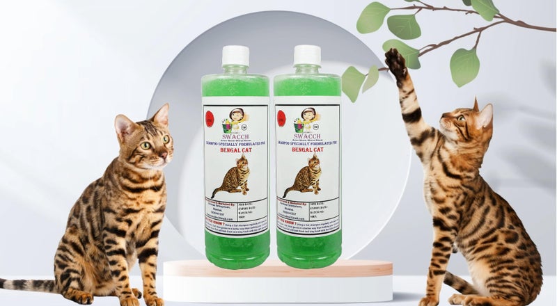 SWACCH Shampoo Specially FORMULATED for Bengal Cat (1 Litre) (Pack of 2) NEEM ALOVERA - Image 2