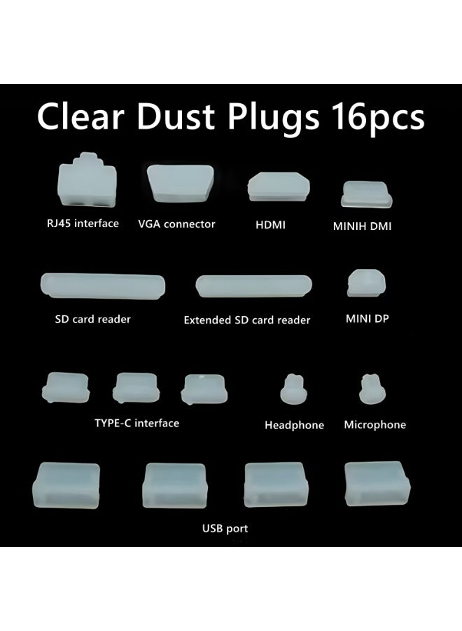 16 Pcs USB Port Cover, 10 Types Silicone Laptop Ports Cover Dust Plugs , USB Type-C Dust Stopper - Image 2