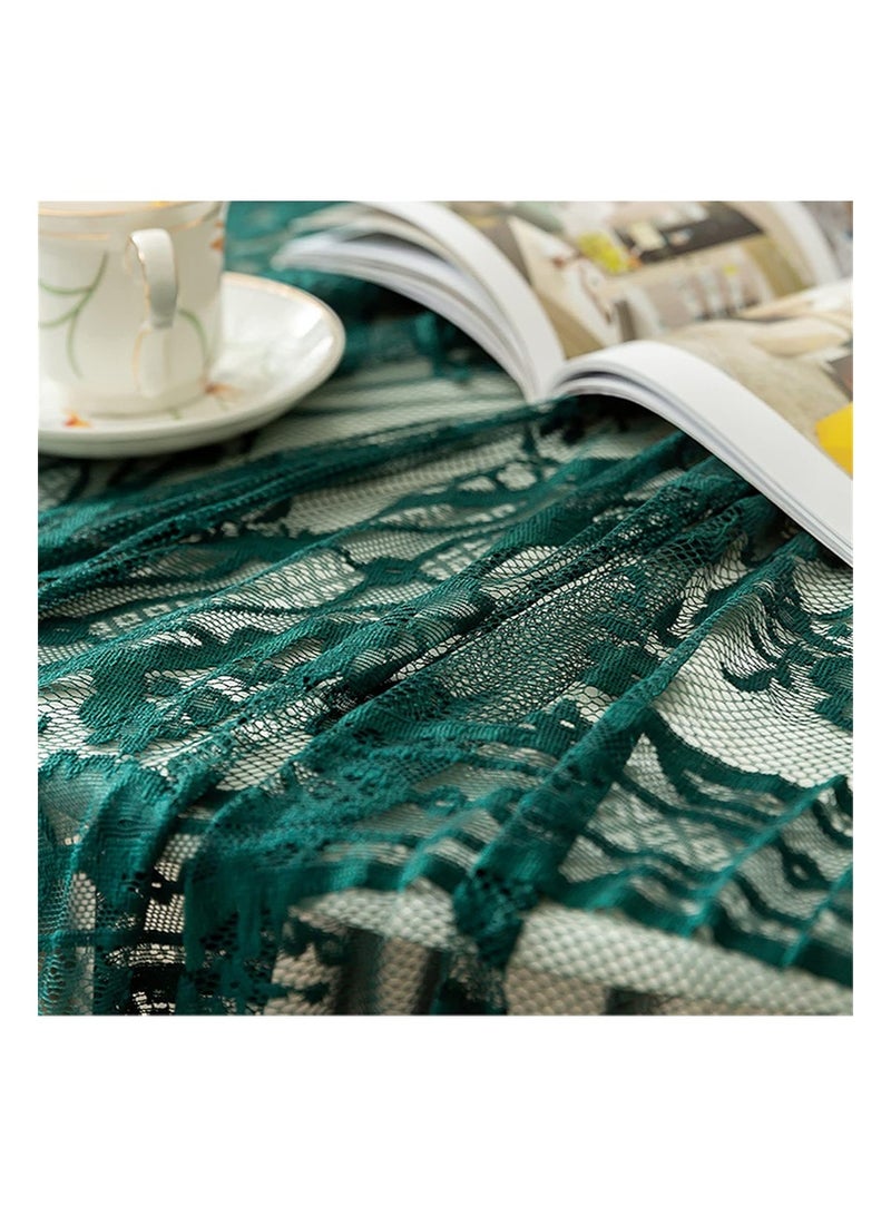 إزدنك مفرش طاولة من الدانتيل الأخضر مطرز بنمط زهور أنيق، غطاء دائري مناسب لحفلات الزفاف والمهرجانات والعشاء الطويل وديكور المنزل (دائري، قطر 150 سم، أخضر) - Image 4