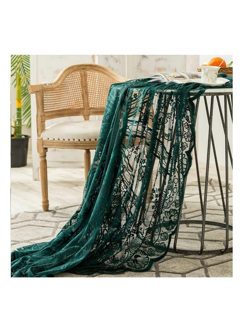 إزدنك مفرش طاولة من الدانتيل الأخضر مطرز بنمط زهور أنيق، غطاء دائري مناسب لحفلات الزفاف والمهرجانات والعشاء الطويل وديكور المنزل (دائري، قطر 150 سم، أخضر) - Image 5