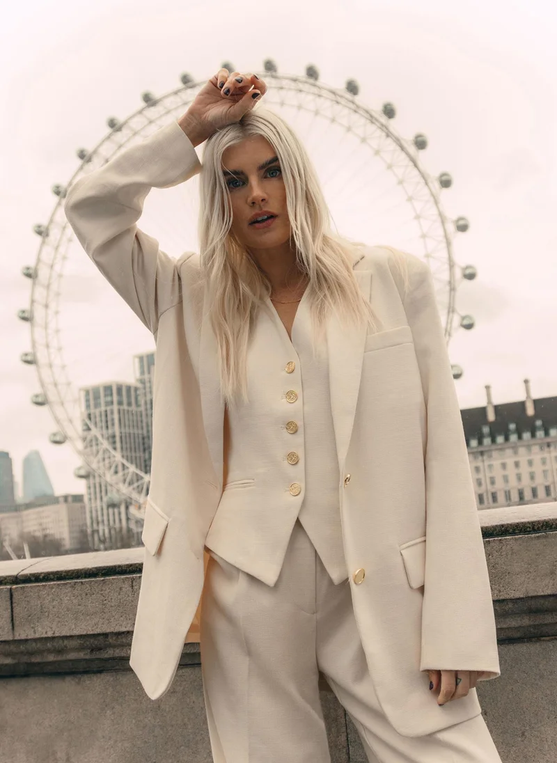 Lichi Textured single-breasted oversize blazer