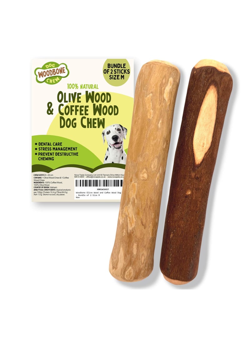 wood Olive Wood and Coffee Wood Dog Chew Toy for Medium Dogs Dogwood Branch Chewing Stick Bundle of 2 Size M  - Image 1